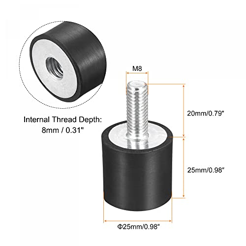 Uxcell гума монтира 4 парчиња M6 машки/женски вибрации изолаторски изолатор амортизери, за гаражен мотор компресор за автомобили