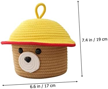 Кошница за складирање на мечка холибана плетена корпа за складирање со капаци за декоративно складирање играчки за складирање плетена корпа