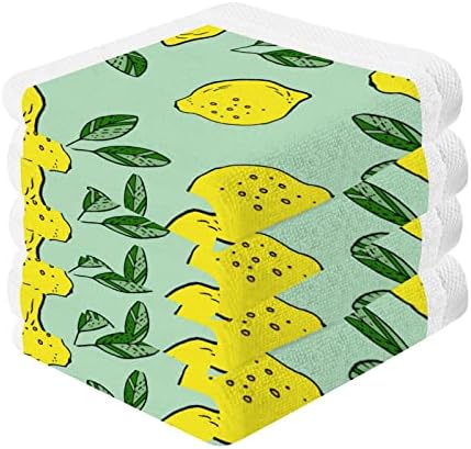 Гудолид лимон и зелени лисја бебешки мијалници за пешкири сет 4 пакувања, високо апсорбирачки и меки крпи за миење памук - 12 х 12