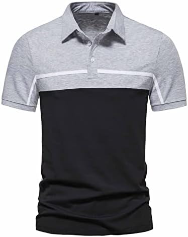 Мажите Полос кошула кратки ракави летни обични голф тениски кошули мода тенок фит лапел јака деловна канцеларија врвови