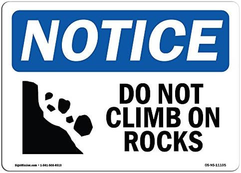 Знак за известување за ОСХА - Не се искачувајте на карпи | Алуминиумски знак | Заштитете ја вашата деловна активност, градилиште, магацин