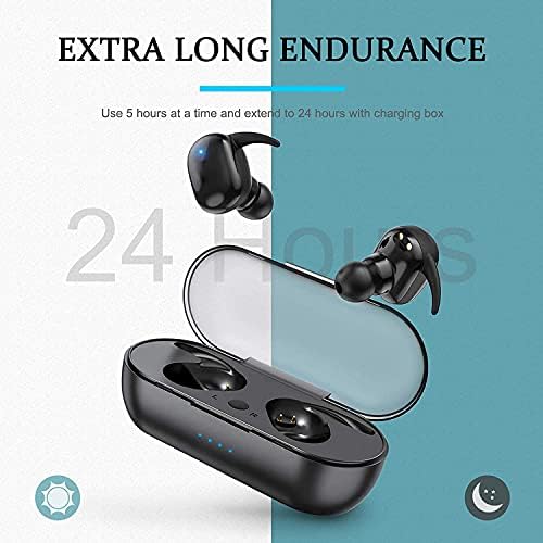Безжичен ушен уш, спортски Bluetooth 5.3 слушалки, Bluetooth Earbud со микрофон длабок бас, во ушите безжични слушалки за откажување на бучава, ушни пупки со уши за iPhone/Samsung/iOS/Android