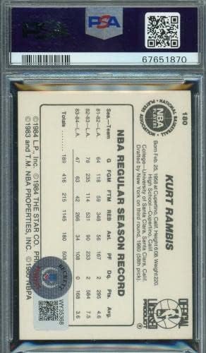 Kurt Rambis 1984 Star Basketball Rookie Card RC 180 Auto Graded PSA 9 - Кошаркарски плочи за дебитантски картички