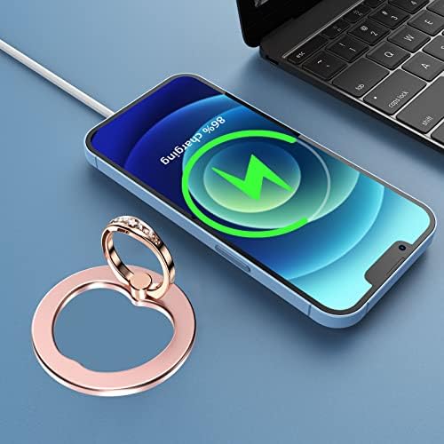 Држач за магнетски телефонски прстен на Wuoji за Magsafe - држач за држач за прстен со магнетни прсти, зафат на магнет прстен, компатибилен со iPhone 14 Plus 13 12, Pro, Pro Max, Mini, Mag Safe Ac