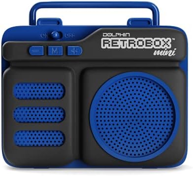 Dolphin Retrobox Mini RTX -10 - Bluetooth звучници со FM Radio, USB Drive, Micro SD картичка MP3 Player, 3,5 mm Aux Jack - Music Music, до 12 часа време за играње, 2 Woofer со целосен опсег - сина
