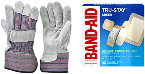 G&F Производи унисекс за безбедност на возрасни за работа со редовна работа на ракавици, сива, голема пакет од 5 американски и бенд-помошни брендови