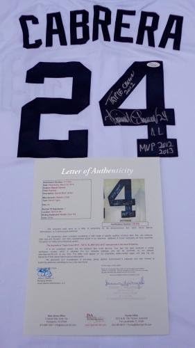 Мигел Кабрера потпиша Jerseyерси на Тигерс w/Трипл круна и натписи на МВП ЈСА ЛОА - Автограмски МЛБ дресови