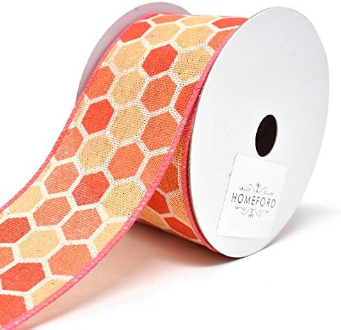Homeford Variation Hex Wired Printed Canvas Ribbon, 2-1/2-инчи, 10-двор