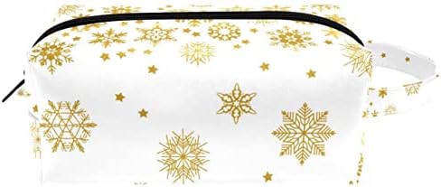 Тбуобт Торба За Шминка Патување Козметичка Торба Торбичка Чанта Чанта Со Патент, Златна Снегулка Божиќ Гроздобер