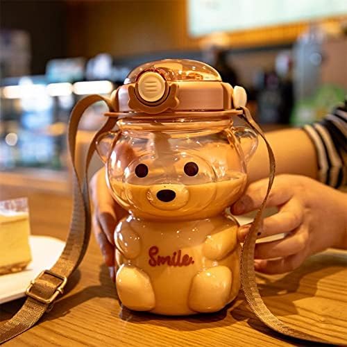Minlia симпатична мечка котел за патувања за патувања преносно шише со вода на отворено голема чаша за стомакот пластична чаша со голем капацитет