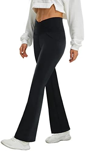 Форсван женски крстоверни хеланки со џебови со џебови подигање со високи половини јога панталони