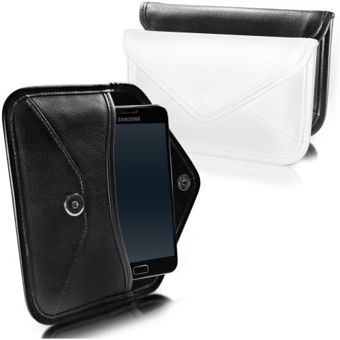 Case Boxwave Case компатибилен со Samsung Galaxy A10e - Елитна торбичка за кожен месинџер, синтетички кожен покритие дизајн на пликови за дизајн на Samsung Galaxy A10E - jet Black