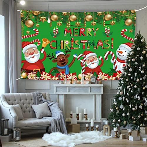 Среќен Божиќ Банер Позадина, Голем Зелен Дедо Мраз Снешко Ирваси Божиќ Украси Виси Банер, Божиќ Постер Знак За Отворено Затворен Куќа Ѕид Градина