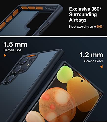 Torras Shockproof Дизајниран За Samsung Galaxy S23 Ultra Case 6.8 [Тестиран Воен Пад] Заштитен Тврд Полу-Јасен Тенок Тенок Случај