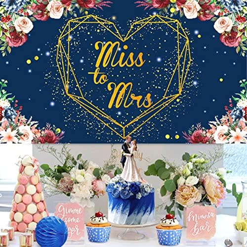 Мис на г -ѓа Банер позадина морнарица сина цветна сјајна свадба невестинска туш позадина невестата да биде забавен банер ангажман