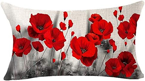 Андреани убаво шармантно акварелно масло за сликање мастило ретро црвена афион памучна постелнина лумбална фрлање перница за перници за перница декоративно за со