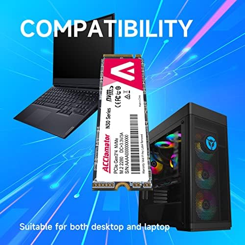 Акламатор SSD 1tb PCle Gen3x4, NVMe M. 2 2280, Внатрешен Погон Со Цврста Состојба, N30 Складирање За КОМПЈУТЕР, Лаптопи, Игри и Многу Повеќе,