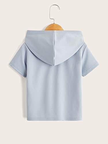 Обичен пулвер за кратки ракави на Шеин Бој, качулка, закрпена маичка со качулка, врвови за кошула со качулка