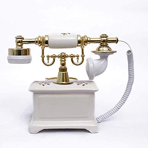 PDGJG Европски антички телефон, ретро гроздобер телефонски телефони Класичен биро фиксна телефон со реално време и приказ на лична