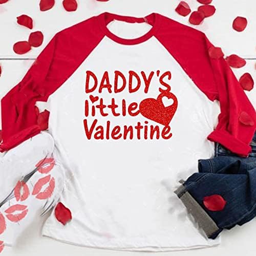 Кагајд Дете за момчиња Девојки маица Денот на вineубените облеки со долги ракави букви со буква срцева печатена маичка