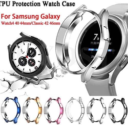 Случај за заштита на екранот за постелнина за Samsung Galaxy Watch4 40 44mm/Classic 42 46mm целосен заштитен капак TPU транспарентен браник школка