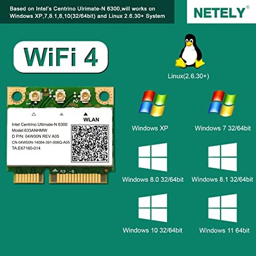 NEWTILE WIRELESS-N 6300 MINI-PCIE интерфејс WiFi адаптер-Intel Centrino Ultimate-N 6300 900Mbps Брзина WiFi картичка за лаптоп компјутери