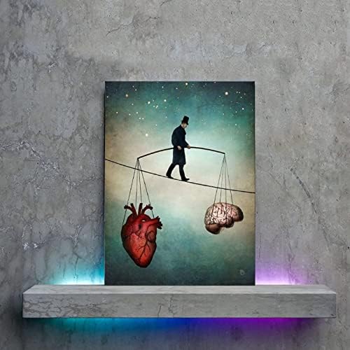 Апстрактна уметничка постер илустрација акробатско шоу човечки орган срце и мозочно платно wallидна уметност декорација естетика wallидни