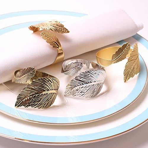 Waindark 12 прстени со салфетки златни салфетки прстени, токи за свадба банкет дома забава кујна декор Декор за трпезариска маса