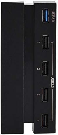 USB центар Bewinner за PS4, 5 порти/мулти-порти/низок профил/лесна инсталација/стилски центар ABS центар за PS4 конзола за игри со USB 3.0
