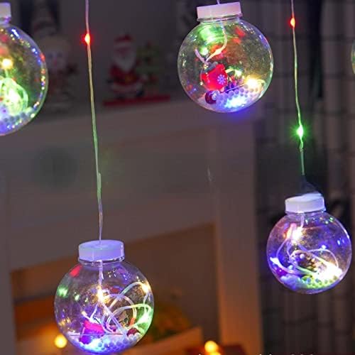 AXLEZX LED Божиќно посакувајќи ги светлата за завеси со топки, стариот снежен човек новогодишно изложба на новогодишник, празнична декорација,