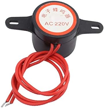 X-DREE AC 220V 30mm Dia. 2-Жичен Континуиран Активен Електронски Аларм За Сирена Црна (AC 220v 30mm Dia. 2-Cableado Timbre електронико