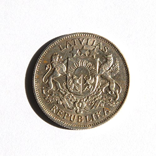 1925 SE 20 -ти век Латвија 2 лати сребро 1 монета дополнителни фини детали