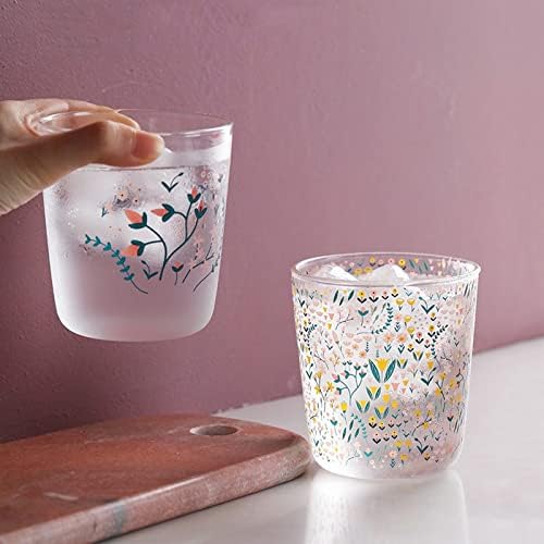 Стаклена чаша симпатична стаклена чаша дома отпорна на топлина многу цветни пијалоци вода сладолед чаши кафе модерно десерт за пиење чаши