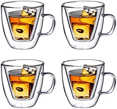 Брунмор Двојно Ѕид Еспресо Стакло Со Рачка За Чај и кафе . Направено од боросиликат. Двојни ѕидови и нема да станат премногу жешки