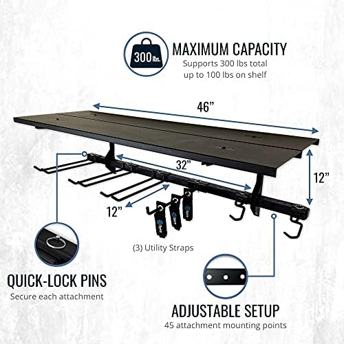 Алатка за StoryOurboard Pro Essential Garage Rack, Организатор на опрема, Wallидна монтажа закачалка со надземни полица