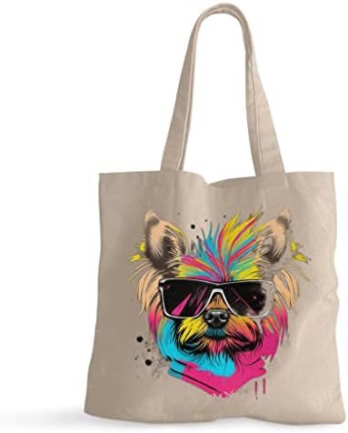 Апстрактна уметност за кучиња мала торба за тота - графичка торба за купување - торба за тотари на териер Јоркшир