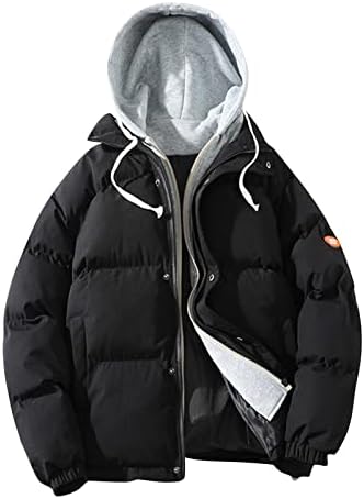 Ymosrh mens јакни зима ново задебелена лажна лажна памучна јакни со качулка со качулка, обични кардигански палто јакни