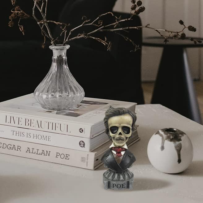 Светот на чуда мртви автори колекционерски готски хорор прикажани фигурини | Подароци за loversубители на книги | Декор на черепот за вашиот дом | Плашлив украс за дома