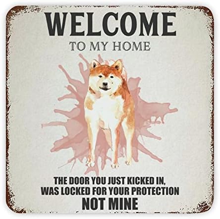 Смешно милениче куче метал знак милениче Добредојдовте во мојот дом гроздобер кучиња врата за закачалка знак метал постер ретро