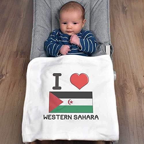 Азиеда „Јас ја сакам Западна Сахара“ памучно бебе ќебе / шал