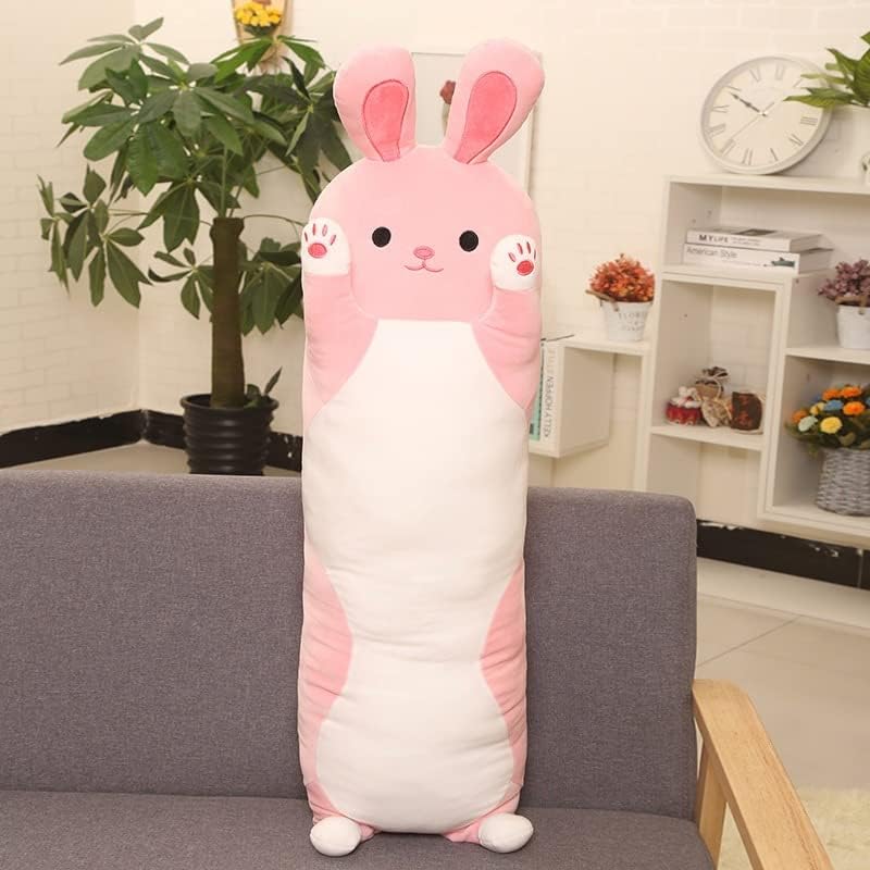 Долга зајачка перница перница, зајачко тело перница мека прегратка на перница за тело, полнети со животни, кадифен кукла подарок за деца зајак 90 см