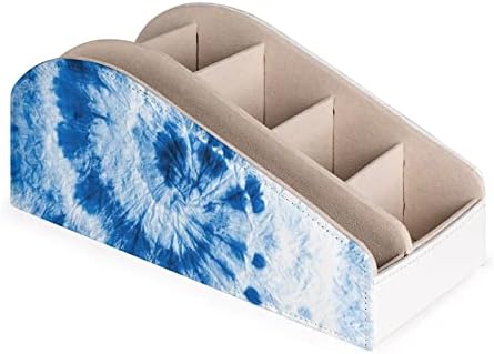Индиго сина акварела за далечински управувач на валкана уметност со 6 оддели PU кожен табела за табели за складирање на кутија за домашна