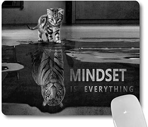 Wknoon Mindset е сè инспиративен цитат на глувчето, симпатична мачка зјапана во неговиот рефлексија тигар смешни влошки на глувчето