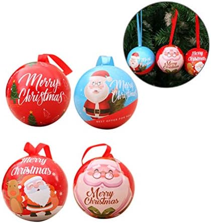 Besportble 4 парчиња Деликатни кутии во форма на топка во форма на топка што висат декори Божиќни бонбони кутии за складирање Користете