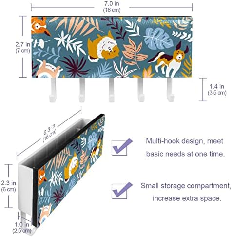 Организатор на решетката за џунгла со симпатична кучиња со 5 куки wallидна кујна за кујнски полици, мултифункционална полица за складирање