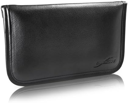 Boxwave Case Компатибилен со Alcatel 3L - Елитна кожна торбичка за месинџер, синтетички кожен покритие дизајн на пликови за алкател 3L - џет црно