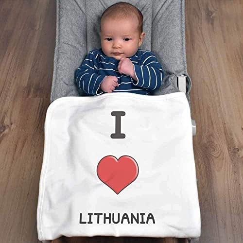 Азиеда „Ја сакам литванија“ памучно бебе ќебе / шал