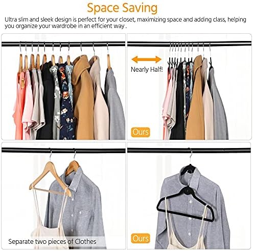 Yaheetech 100 пакувања не лизгачки кадифени кадифени закачалки - стандардни закачалки почувствуваа облека за облека за заштеда на простор за заштеда на простор 360 °