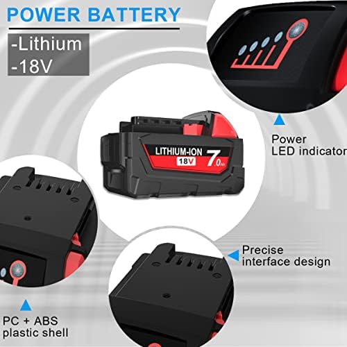 2 пакувања Со Висока Моќност 7.0 Ах М-18 Батерија Заменете За Милвоки 18в Батерија Литиум јон XC 48-11-1811, 48-11-1815, 48-11-1820,