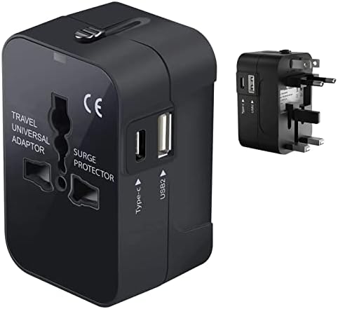 Travel USB Plus Меѓународен адаптер за напојување компатибилен со Xolo Omega 5.0 за светска моќ за 3 уреди USB TypeC, USB-A